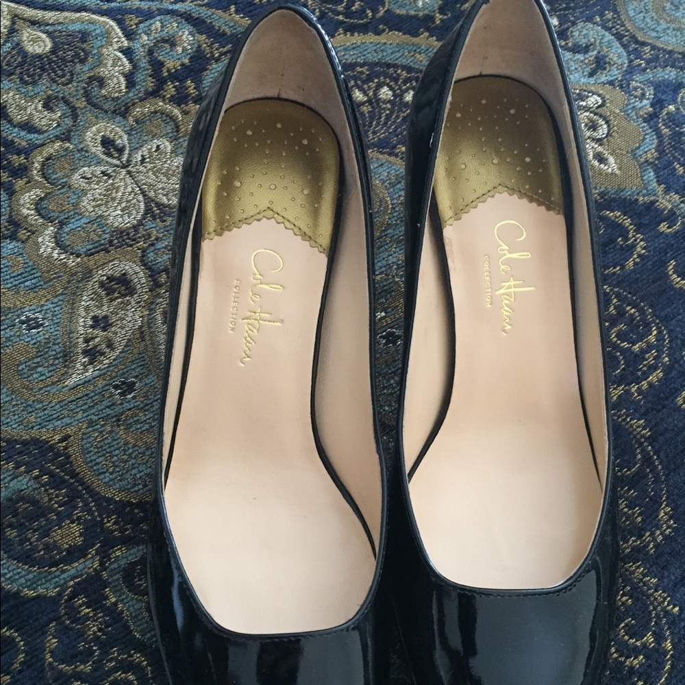 Black Cole Haan patent leather shoes